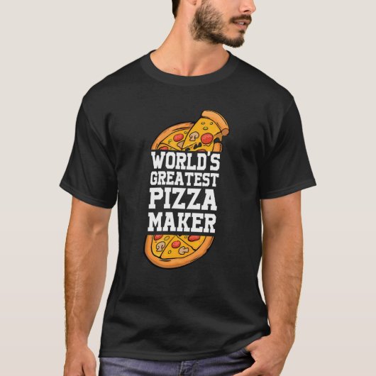 T-shirt Pizza et pizza slice, la plus grande pizzeria du m (Devant)