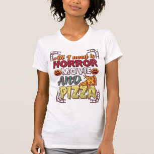 T-shirt Pizza Film d'Horreur Halloween Citrouille Crâne Tr