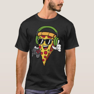 T-shirt Pizza Gamer Vidéo Jeux Drôle Gamer Pizza L