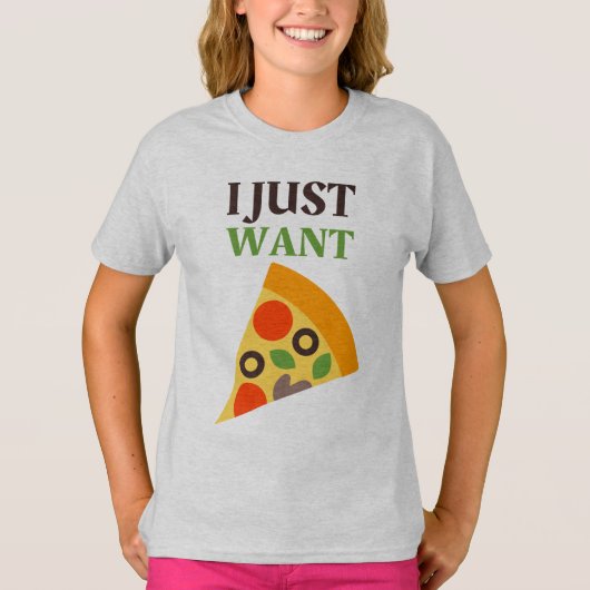 T-shirt Pizza Girls' Hanes TAGLESS® (Devant)