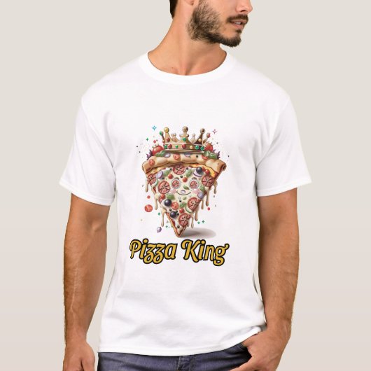 T-shirt Pizza king, amateur de pizza (Devant)