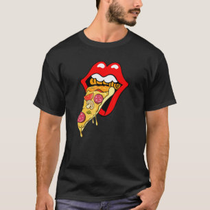 T-shirt Pizza Lèvres Rouges Restauration Rapide