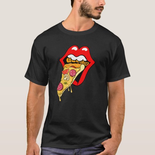 T-shirt Pizza Lèvres Rouges Restauration Rapide (Devant)