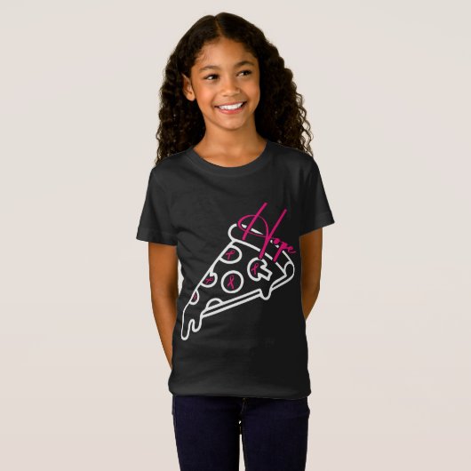 T-Shirt Pizza Line Art Breast Cancer Sensibilisation Ruban (Devant entier)
