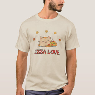 T-shirt Pizza Love - Kawaii Chat avec Pizza