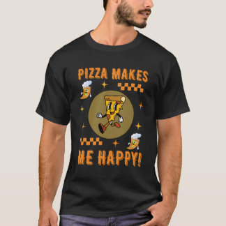 T-shirt Pizza Me Rend Heureux Cartoon De Style Rétro