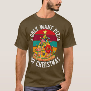 T-shirt Pizza Noël Arbre Lumières Noël Garçons Hommes Crus