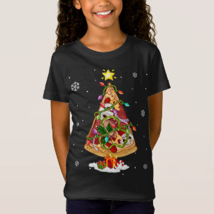 T-Shirt Pizza Noël Arbre Lumières Noël Hommes garçons Enfa