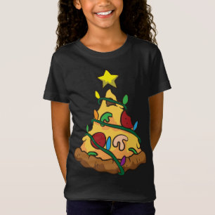 T-Shirt Pizza Noël Arbre Noël Lumières Arbre Noël