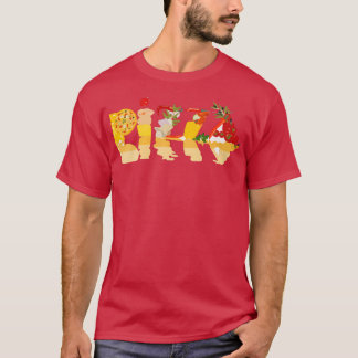 T-shirt Pizza Pepperoni épelé dans lettres de pizza