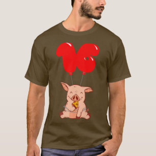 T-shirt Pizza Pig - 16e anniversaire - Jour de ballons pou
