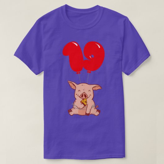 T-shirt Pizza Pig - 19th Birthday - Kids Balloon Party Pre (Design devant)