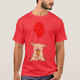 T-shirt Pizza Pig - 4e anniversaire - Enfants Balloon Part