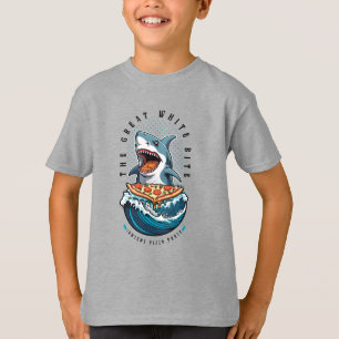 T-shirt Pizza pour manger des requins   Le Grand Bite Blan