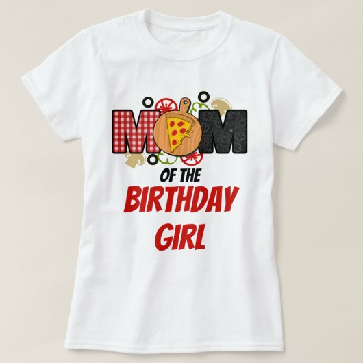 T-shirt Pizza Premier Anniversaire Chemise maman fille (Design devant)