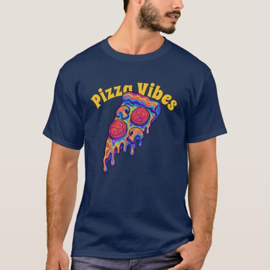 T-shirt Pizza psychédélique rétro (Devant)