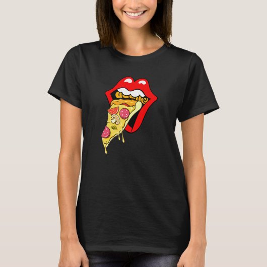 T-shirt Pizza Red Lips Restauration rapide (Devant)