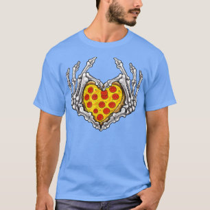 T-shirt Pizza Skeleton Heart and Hands Gothic Halloween Co