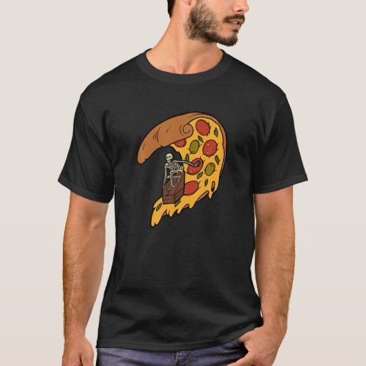 T-shirt Pizza Slice de Squelette (Devant)