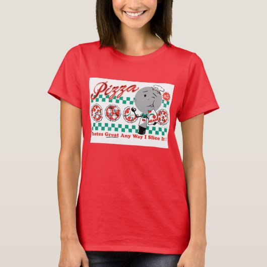 T-shirt Pizza Slicer Retro Ladies Ringer (PERTOMIZABLE) (Devant)