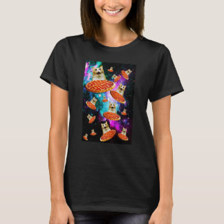 T-shirt Pizza spatiale Chat Astronaute Sarcasme Nourriture