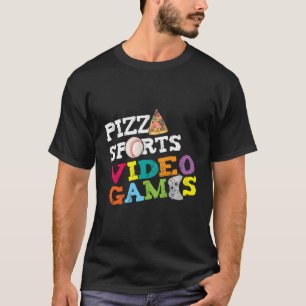 T-shirt Pizza Sports Jeux Vidéo Gamer Nourriture Sports L