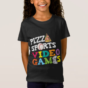 T-Shirt Pizza Sports Jeux Vidéo Gamer Nourriture Sports L