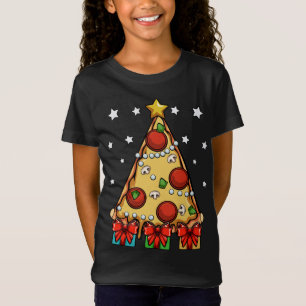 T-Shirt Pizza Tree Lights Noël Avent Pizzeria Cheesy