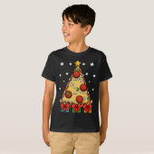 T-shirt Pizza Tree Lights Noël Avent Pizzeria Cheesy (Devant entier)
