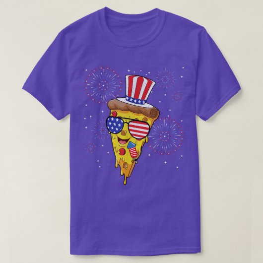 T-shirt Pizza Us Casquette Drapeau Firecracker 4 juillet A (Design devant)