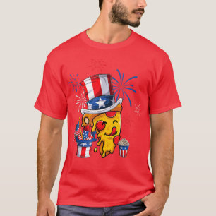 T-shirt Pizza Us Drapeau Américain Rouge Blanc Bleu Casque