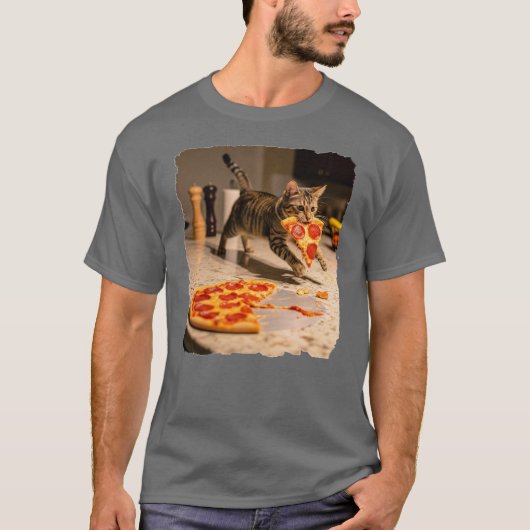 T-shirt Pizza volée par des chats ! (Devant)