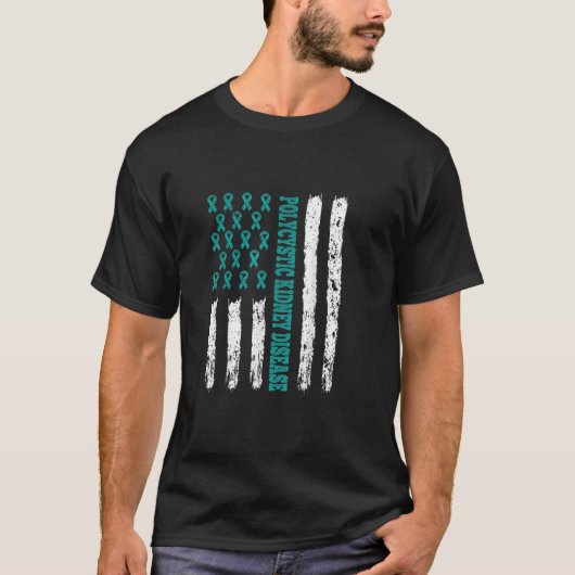 T-shirt Pkd Connaissance De La Maladie Du Rein Ruban Turqu (Devant)