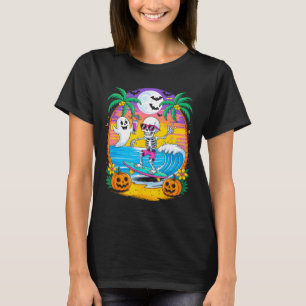 T-shirt Plage Amusante Halloween Vibes Summerween Skeleton