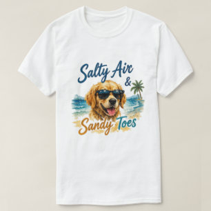 T-shirt Plage au Golden Retriever Air Salé & Orteils Sable