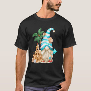 T-shirt Plage Avec Flip Flops Et Sand Castle Gnome