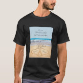 T-shirt Plage bleue poussiéreuse avec 2 Coeurs dans le sab (Devant)