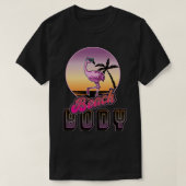 T-shirt Plage Body Funny Flamant rose rétro (Design devant)
