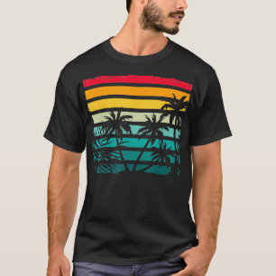 T-shirt Plage Cocotier exotique Palmiers Retro Tropical Su