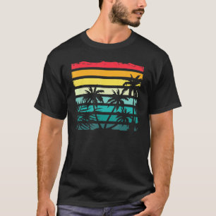 T-shirt Plage Cocotier exotique Palmiers Retro Tropical Su