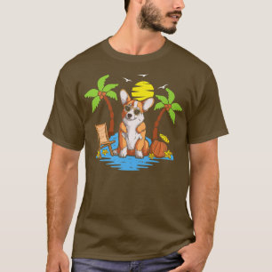 T-shirt Plage Corgi Summer Surf Amoureux de les chiens Voy