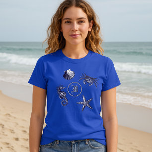 T-shirt Plage côtière Hippocampe de mer Crapet de mer Mono