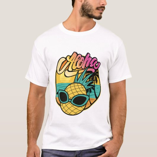T-shirt Plage d'ananas Aloha (Devant)