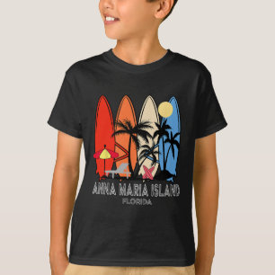 T-shirt Plage d'Anna Maria Island Floride Surfboard Rétro 