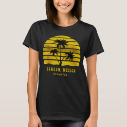 T-shirt Plage de Cancun Mexique Sun Palm Trees Votre nom