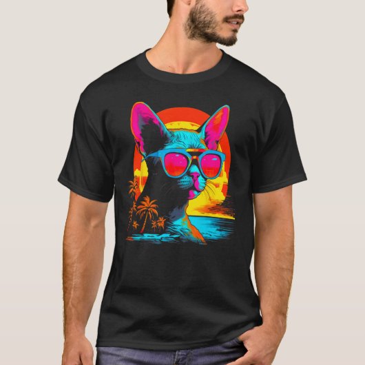 T-shirt Plage de chat Devon Rex (Devant)