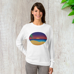 T-shirt Plage de coucher de soleil tropical Palmiers Vague
