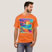 T-shirt Plage de coucher de soleil tropicale (Devant entier)