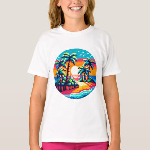 T-shirt Plage de coucher de soleil tropicale Relaxant Pixe