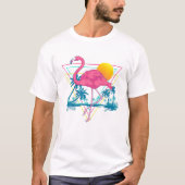 T-shirt Plage de Flamant rose rose Vibes d'été Palm Trees  (Devant)